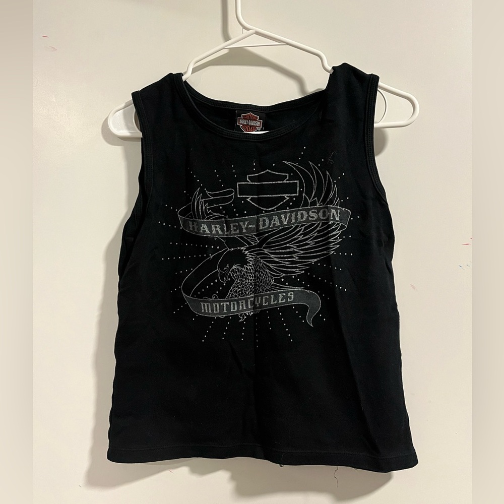 Vintage Harley-Davidson Cropped Black Tank Top